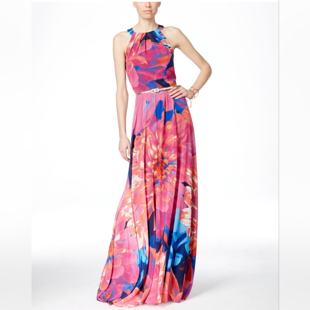 Macys INC International Concepts halter tie neck maxi dress size 10